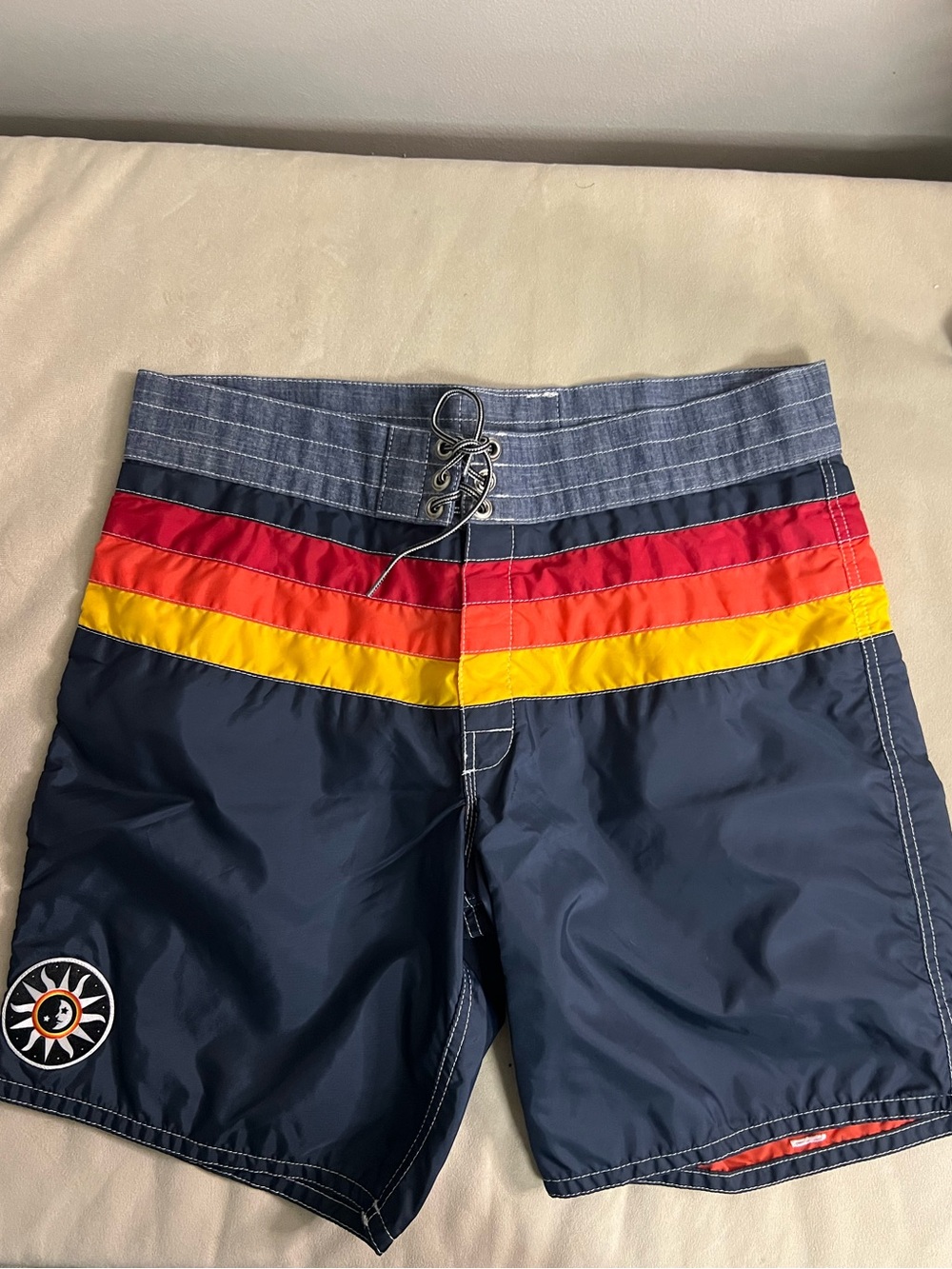 RARE Vintage Birdwell Beach Britches California Republic Board Shorts Size 34 US
